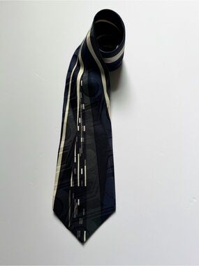Vintage Proliforni Milano 100% Italian Silk Tie Abstract Geometric Wide 4”